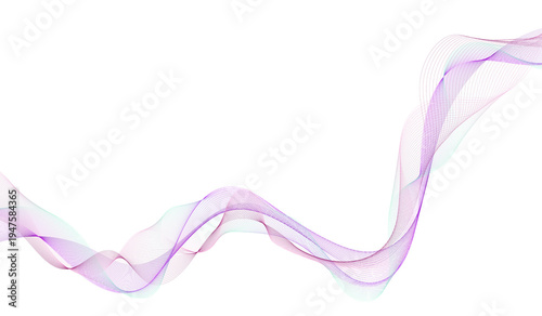 Abstract wavy ribbon form with a blend of purple, pink, and light blue colors creating a dynamic visual isolated on transparent background
