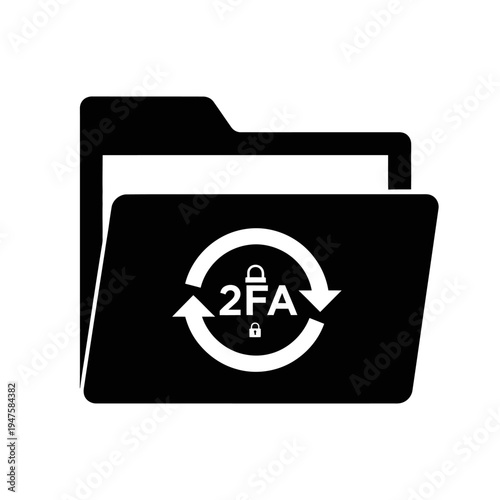 Folder icon with two factor authentication symbol inside security focused