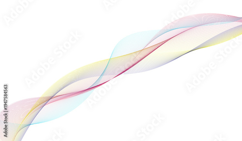 Colorful abstract geometric line patterns forming a dynamic wave shape isolated on transparent background