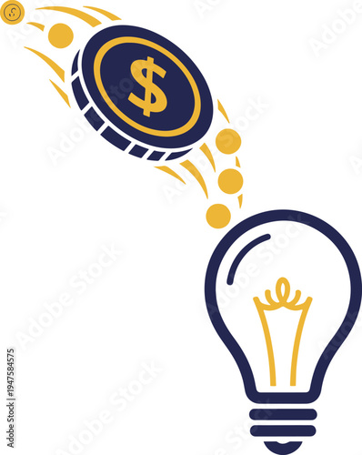 Light bulb coin money idea investment finance income generating innovation business concept