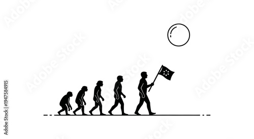 Evolution of human from ape to man.