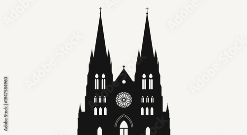 Gothic Cathedral Silhouette Twin Spires.