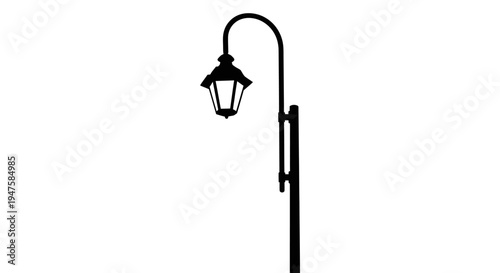 Black street lamp on pole.