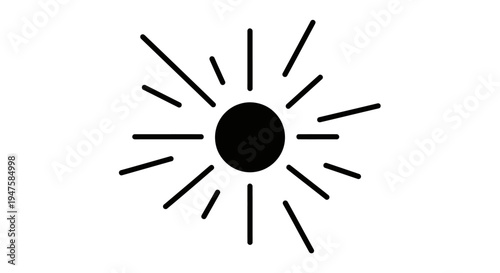 Black sun symbol with rays.
