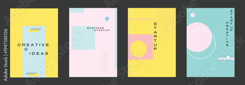 A set of colorful business card templates with creative designs and modern layouts for startup companies and entrepreneurs