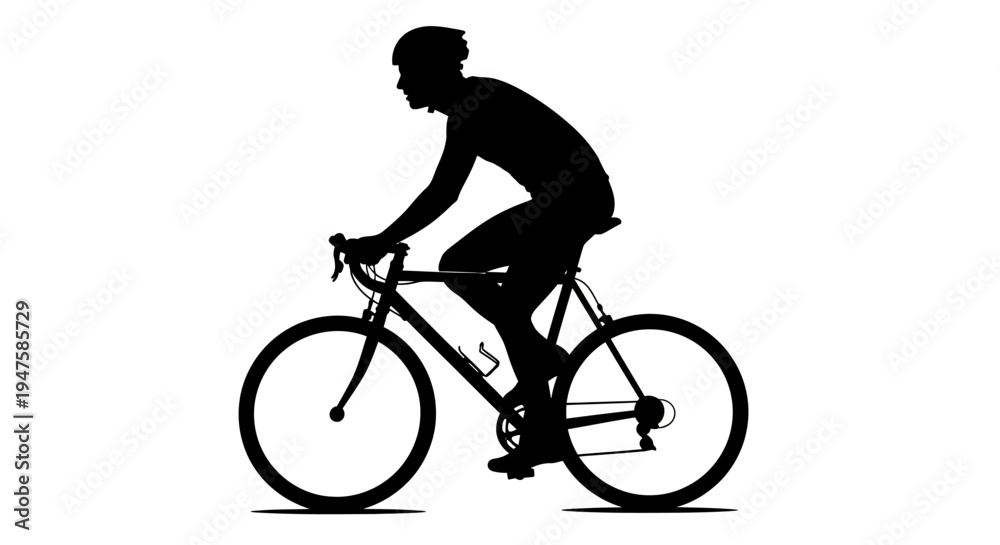 Fototapeta premium Man riding a bicycle fast outside.