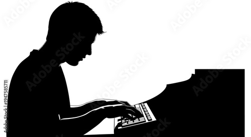 Man playing a musical instrument piano.