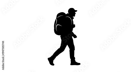 Man walking with backpack on hiking.