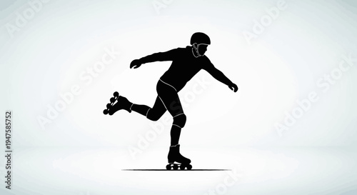 Man wearing rollerblades in motion.