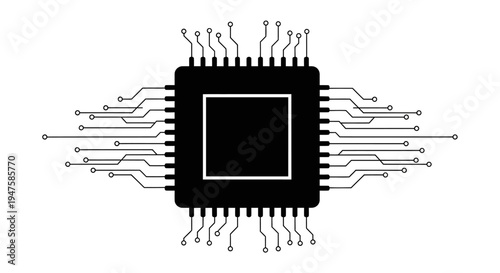 Microchip electronic component close up.