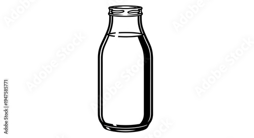 Glass bottle with clear liquid illustration.