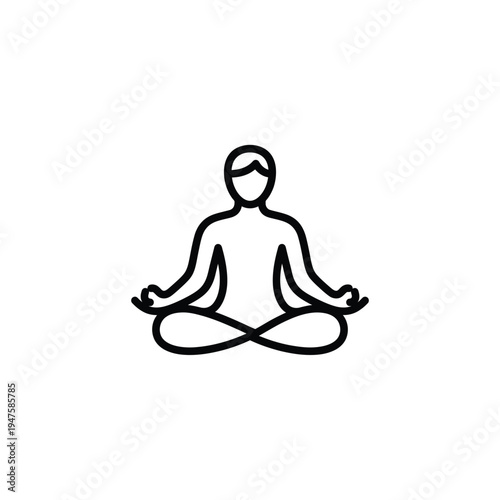 Seated Meditation Pose Monoline Vector