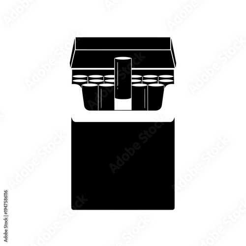 Minimalist black and white illustration of a classic cash register