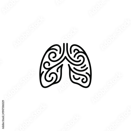 Lungs Wind Lines Monoline Icon