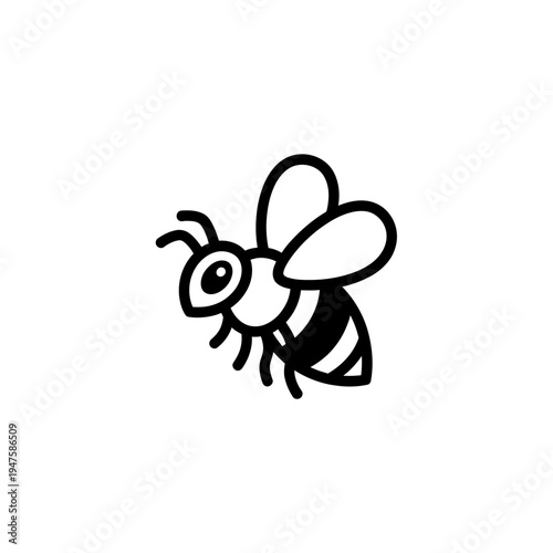 Cute Honey Bee Outline on White Background vector illustration