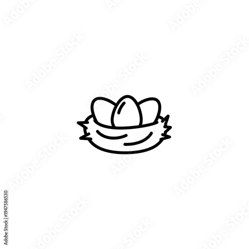 Minimalist Nest with Eggs Line Icon vector illustration