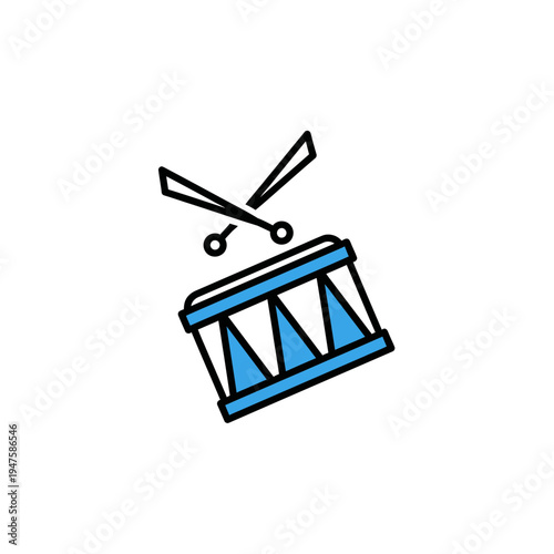 Drum with Drumsticks Vector Icon vector illustration