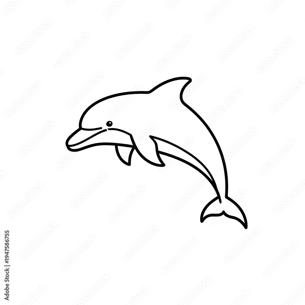 Obraz premium Dolphin Outline on White Background vector illustration
