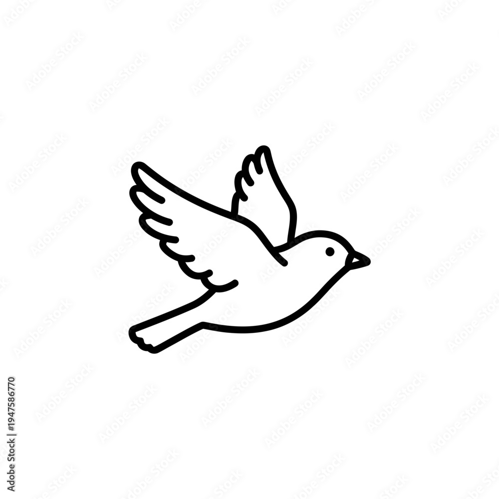 Obraz premium Single Flying Bird Outline vector illustration