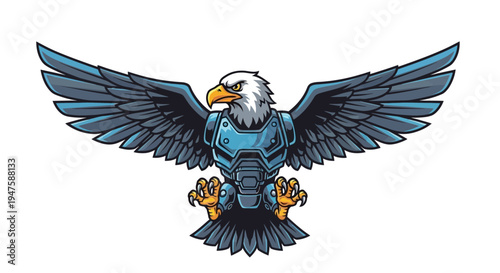 Bald Eagle with Wings Spread Wide Open.