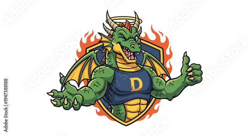 Cartoon Dragon Character Mascot Logo Design.