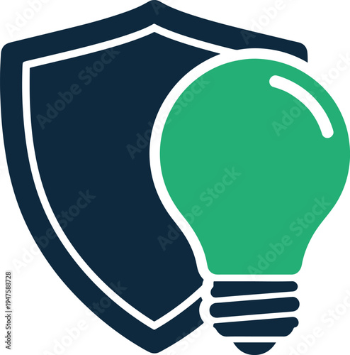 Creative idea protection concept with a light bulb shielded by a strong shield icon