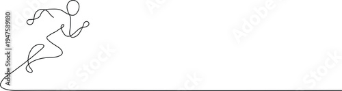 A minimalist line drawing of a person running with motion and energy