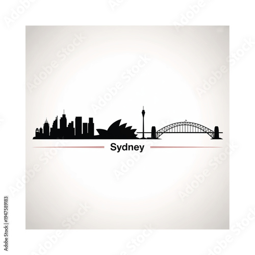Silhouette of sydney skyline featuring the opera house and harbour bridge