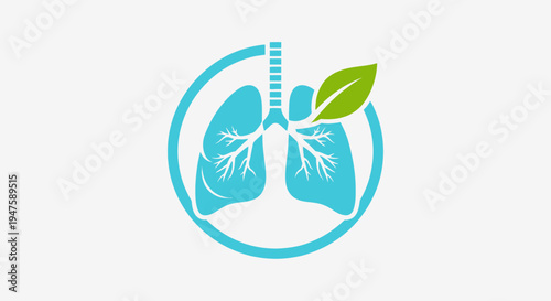 Human Lungs Anatomy with Leaf Iconography.