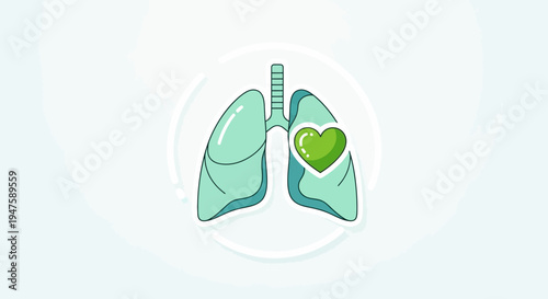 Illustration of Human Lungs with Heart.