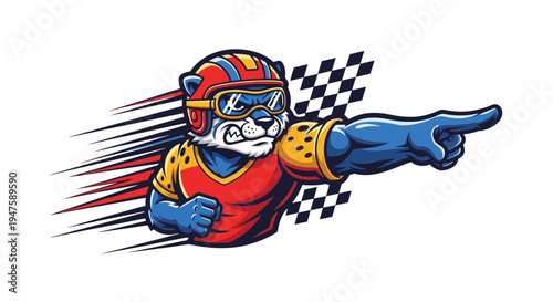 Racing Driver Character Illustration in Action.