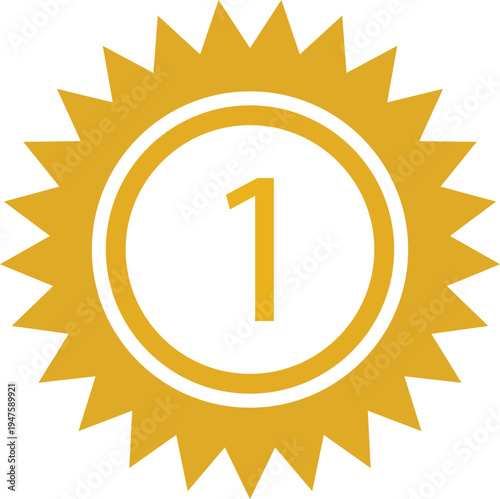 Gold Achievement Medal with Number One for Competition Ranking Concept, competition leader boards, employee recognition programs, educational achievement certificates, and business success branding.