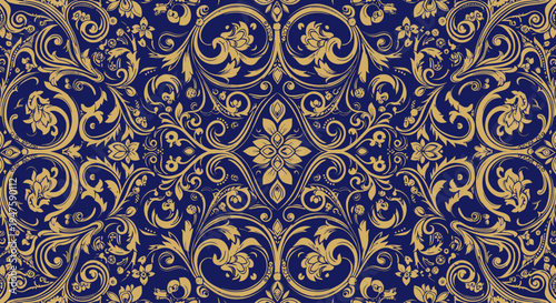 Intricate gold floral ornamental pattern.