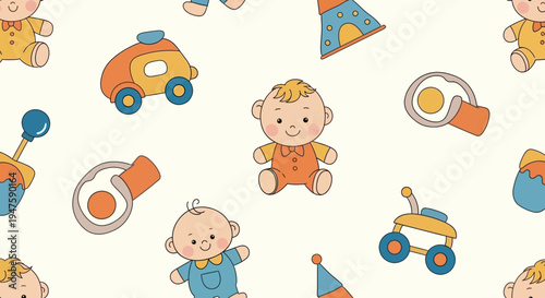 Baby toys and baby shower patterns.