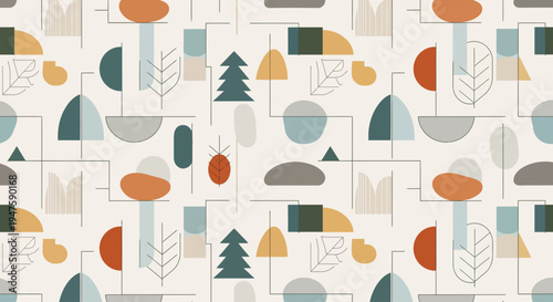 Colorful geometric shapes pattern design.