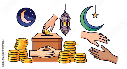 Hands exchanging coins and money.