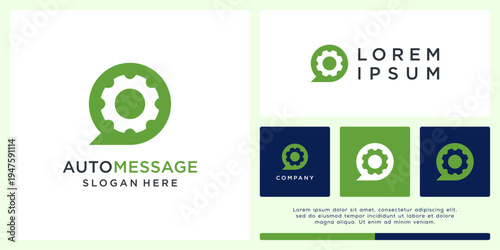 Auto message logo design template with gear