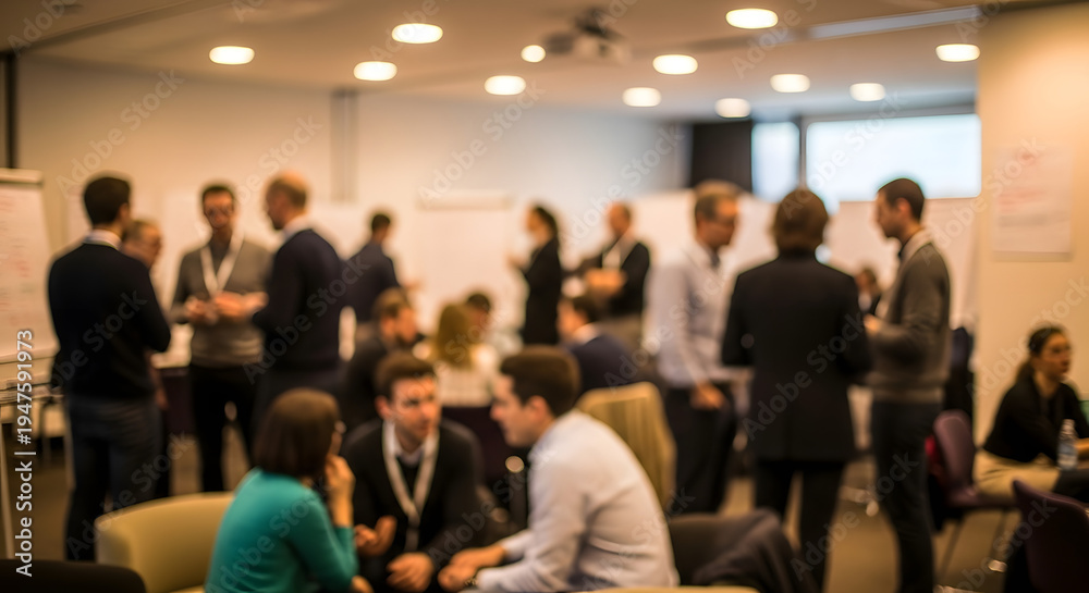 Fototapeta premium Group of people engaging in a discussion or presentation in a professional setting