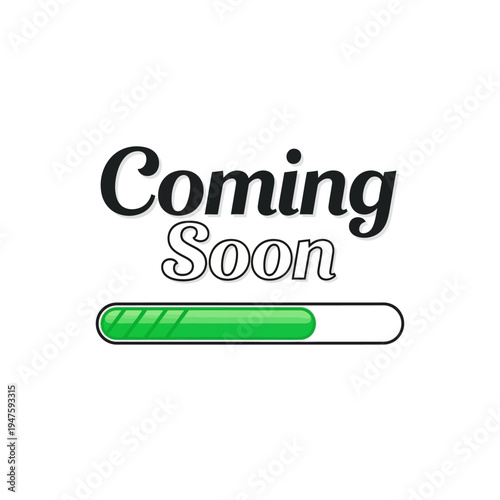 Coming soon message with a green loading progress bar on white