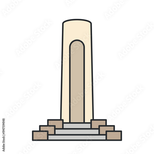 Memorial obelisk monument isolated on white background. Historic city landmark architecture.