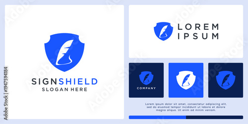 Signature shield logo design template