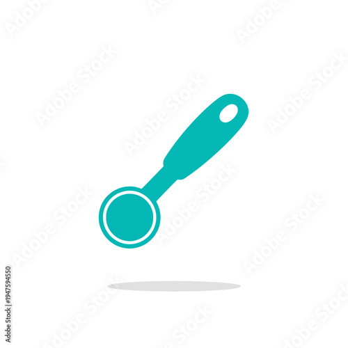 Simple turquoise ice cream scoop icon on a white background