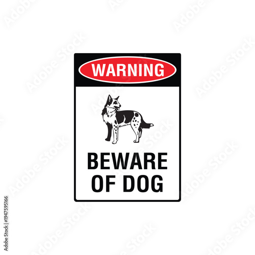 Warning Beware Of Dog Blue Heeler Breed Vector Sign, Security Alert Sticker, Guard Dog Design