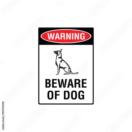 Warning Beware Of Dog Malinois Breed Vector Sign, Security Alert Sticker, Guard Dog Design