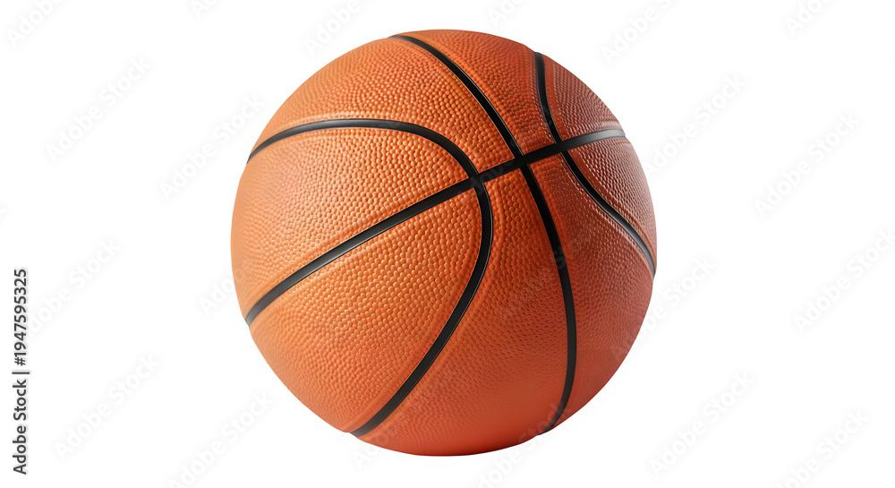 Fototapeta premium A close up view of an orange basketball with black stripes on a black background