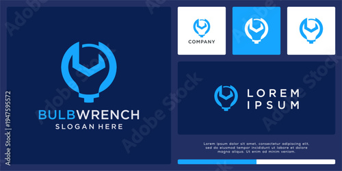 Bulb wrench logo design template