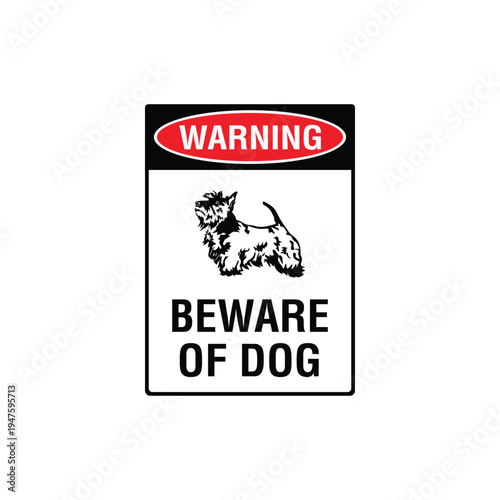 Warning Beware Of Dog Silky Terrier Breed Vector Sign, Security Alert Sticker, Guard Dog Design