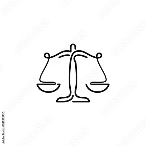 Scales of Justice Monoline Linear Icon