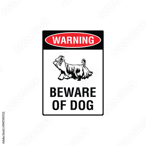 Warning Beware Of Dog Shih Tzu Dog Breed Vector Sign, Security Alert Sticker, Guard Dog Design