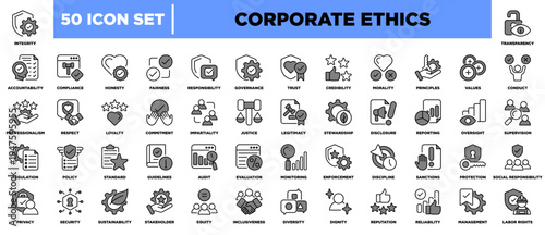 Corporate Ethics Icon Sheet Black Grey
